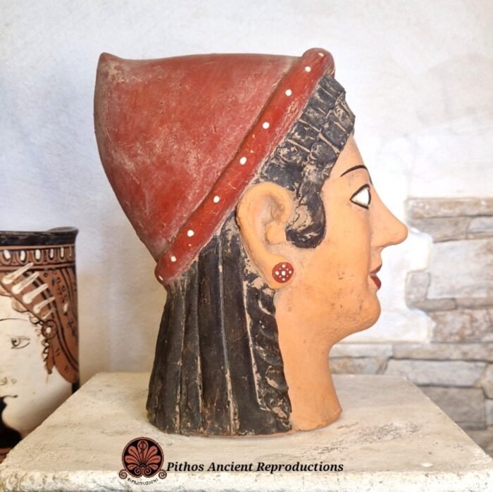 Antefissa volto donna etrusca in terracotta - immagine 3