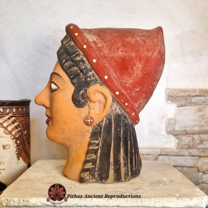 Antefissa volto donna etrusca in terracotta - immagine 2