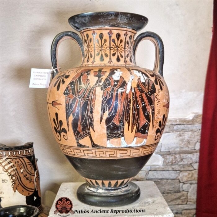 Anfora attica Ulisse/Dioniso figure nere - immagine 3