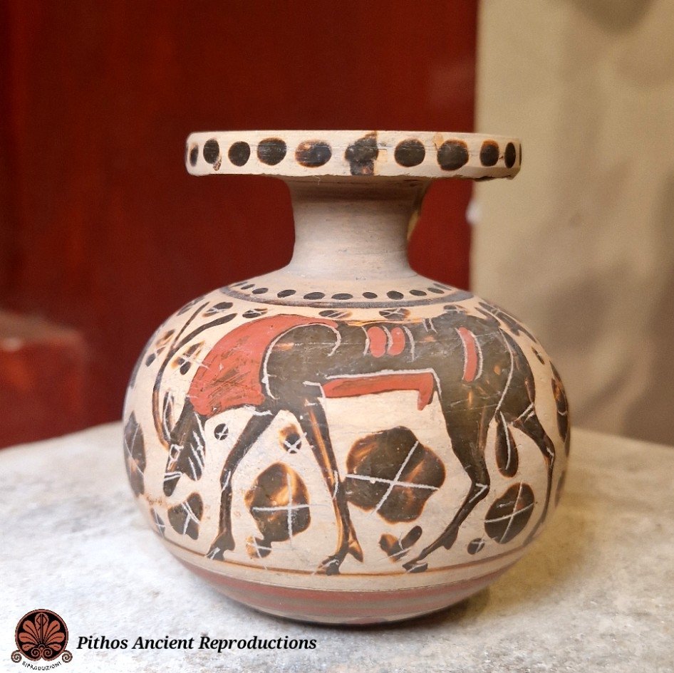 Aryballos etrusco corinzio figure nere 1