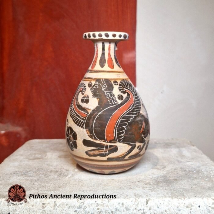 Alabastron etrusco corinzio a figure nere (3)