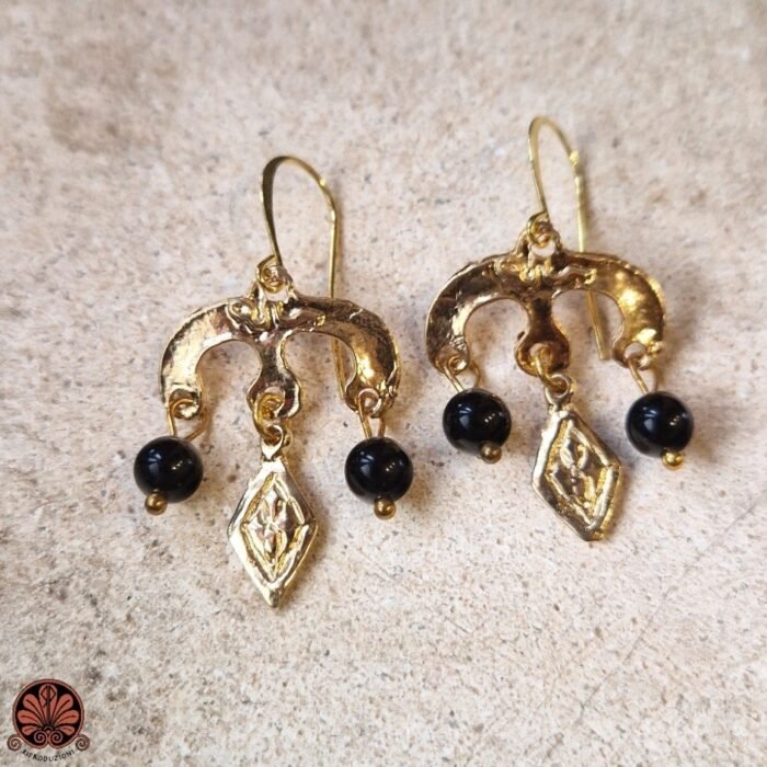 Orecchini artigianali stile antico pietra onice