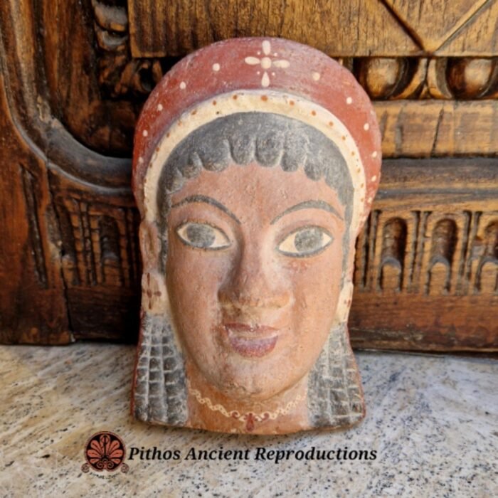 Antefissa volto donna etrusca in terracotta
