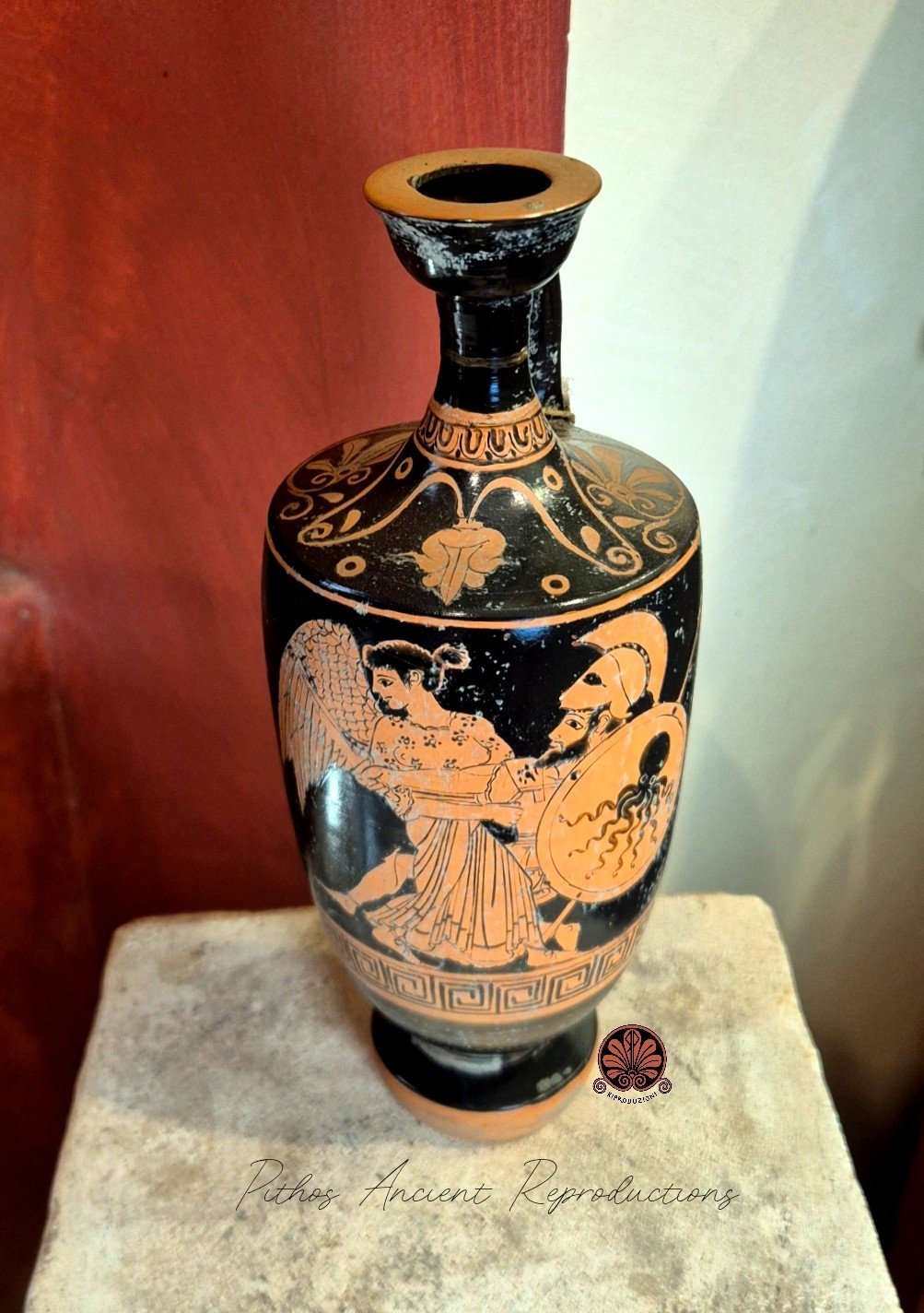 Lekythos globulare apulo donna palmette figure rosse A - Image 3