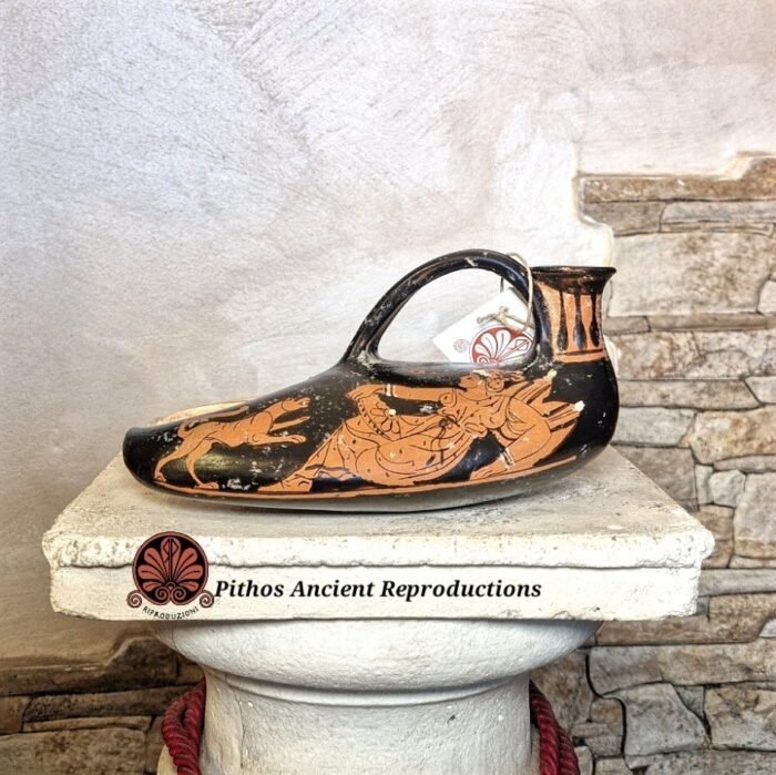 Askos forma di chela di aragosta figure rosse