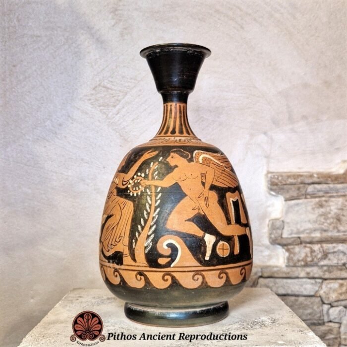 Lekythos globulare palmette figure rosse