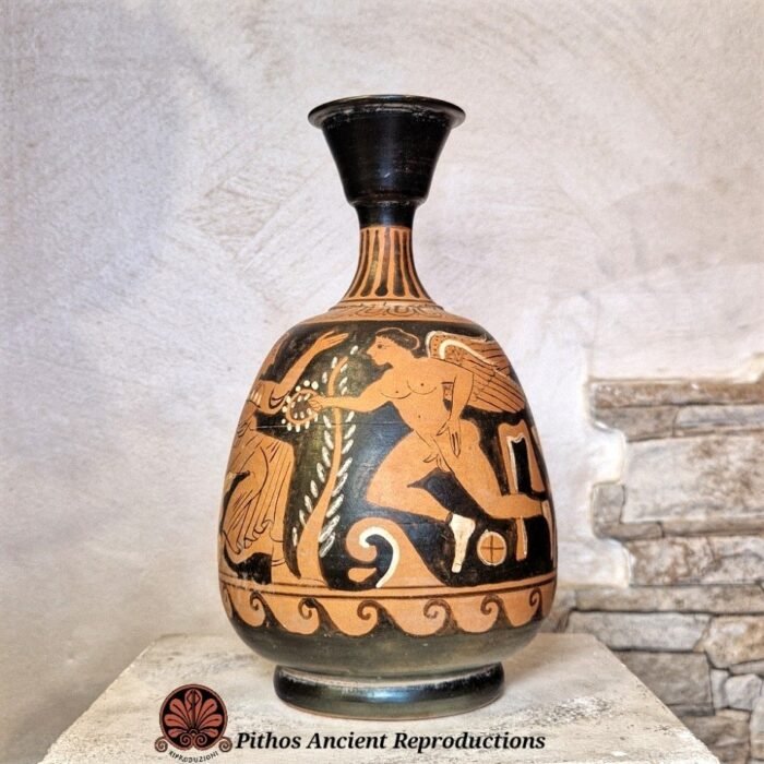 Lekythos globulare palmette figure rosse