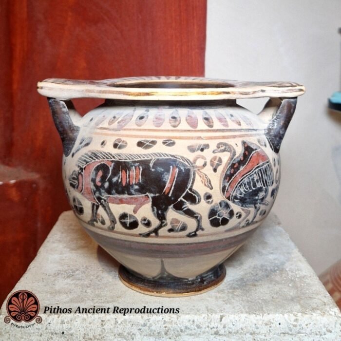 Cratere a colonnette etrusco corinzio figure nere