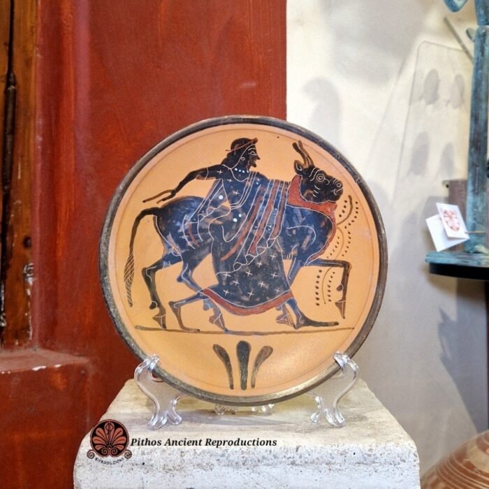 Piatto Zeus/Europa figure nere