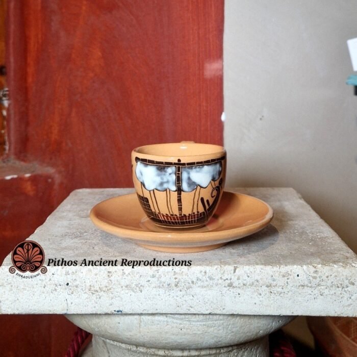 Tazzina caffè ceramica smaltata decorazioni antiche