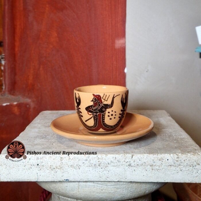 Tazzina caffè cetamica smaltata decorazioni antiche