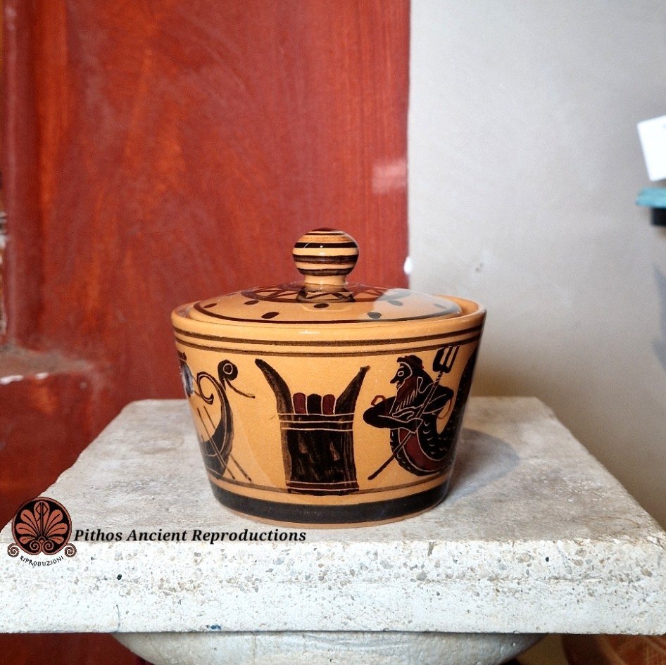 Zuccheriera ceramica smaltata decorazioni antiche - immagine 2