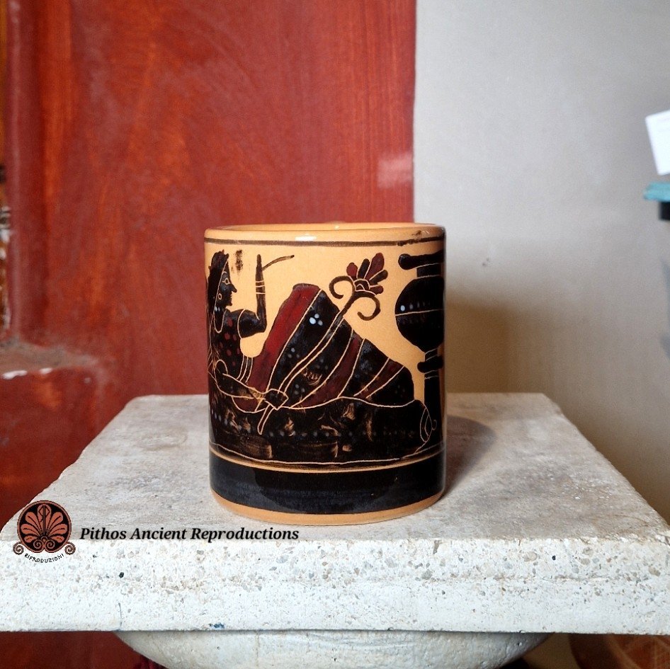 Tazza ceramica smaltata decorazioni antiche - immagine 2