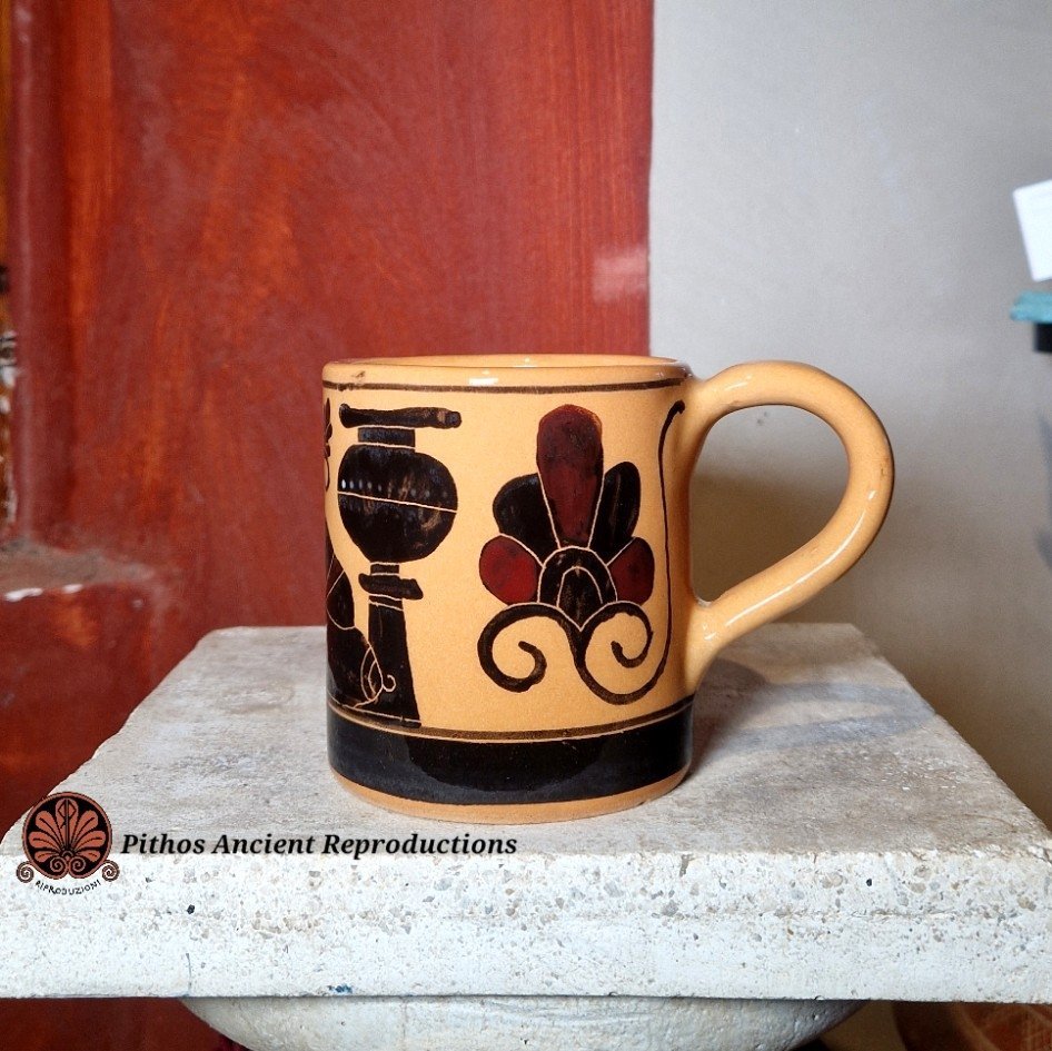 Tazza ceramica smaltata decorazioni antiche - immagine 3