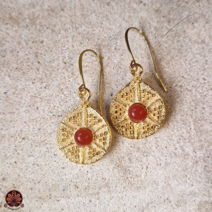 Orecchini artigianali in stile antico pietra corniola