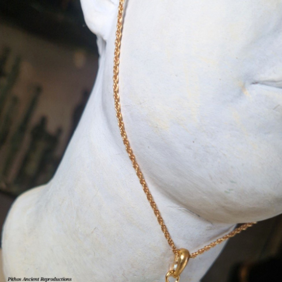 Collana artigianale stile antico capitello Pasta vitrea incisa - Image 3