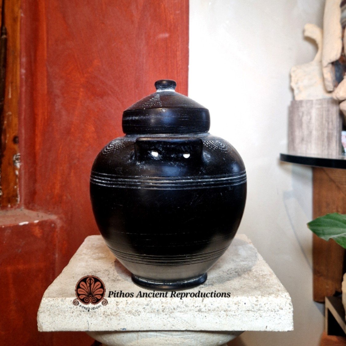 Olla globulare Etrusca in bucchero graffita - Image 4