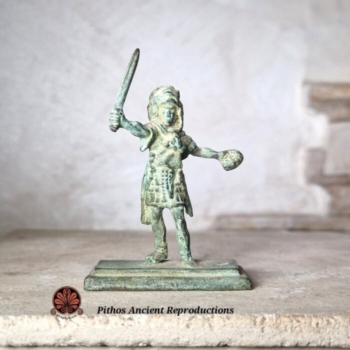 Statua combattente Signifero Romano in bronzo