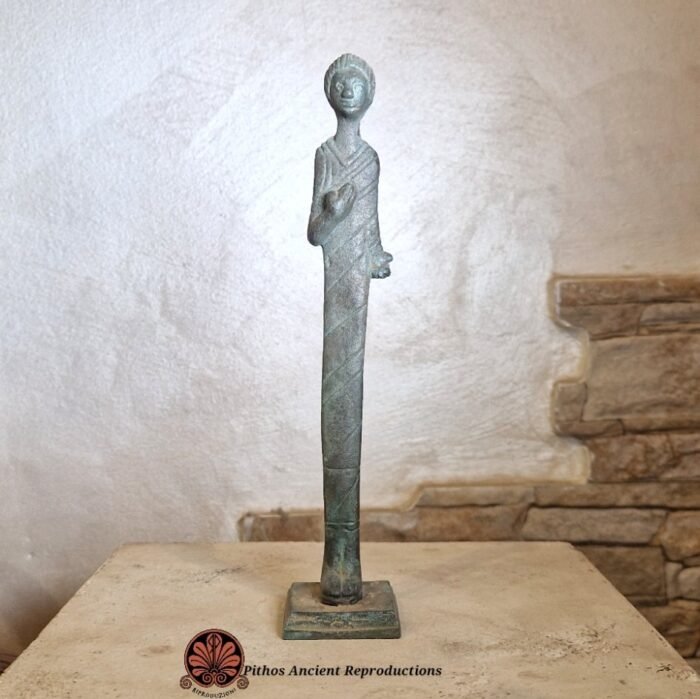Statua maschile etrusca offerente in bronzo