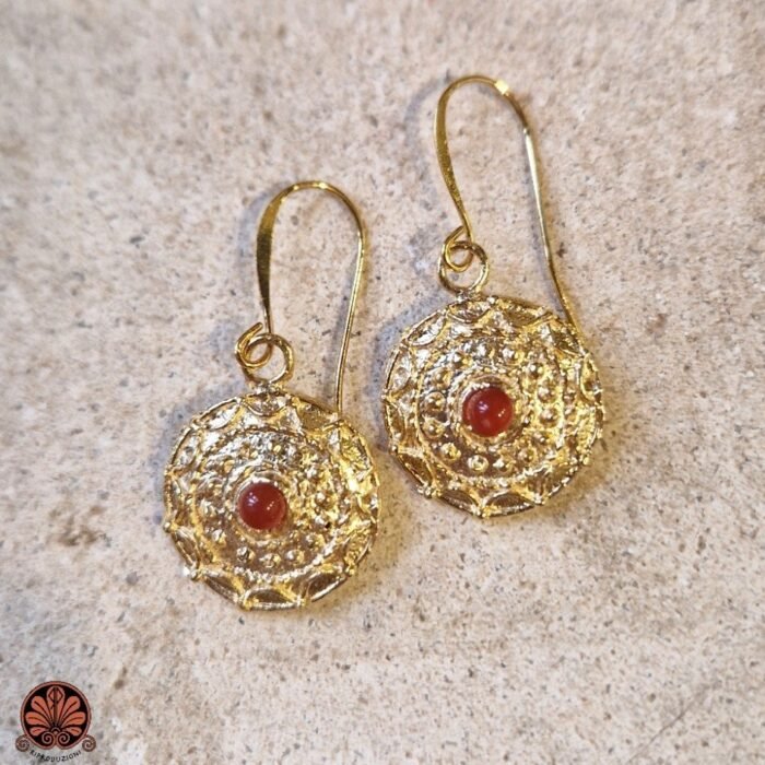 Orecchini artigianali stile antico pietra corniola