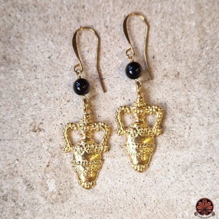 Orecchini artigianali stile antico pietra onice