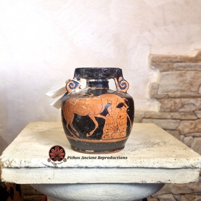 Vaso Aryballos miniaturistico a figure rosse