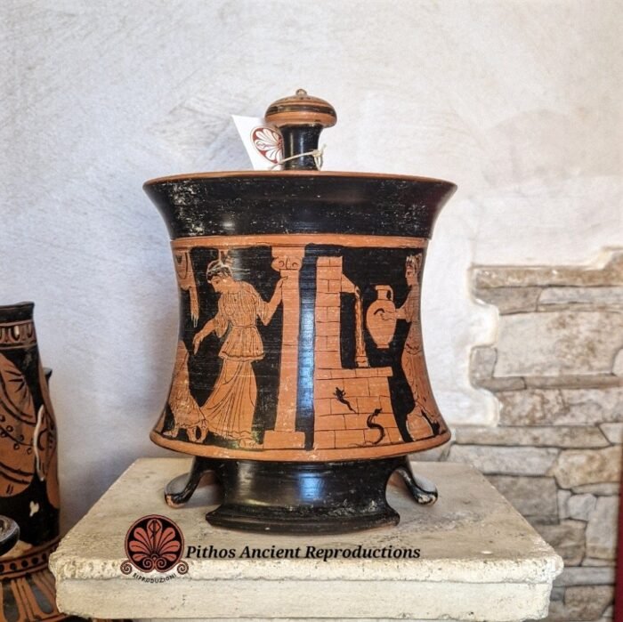 Vaso Pisside attica figure rosse coperchio - immagine 2