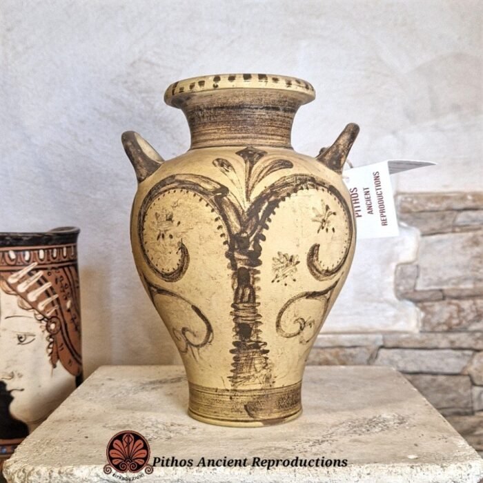 Vaso pithos miceneo a figure nere floreale