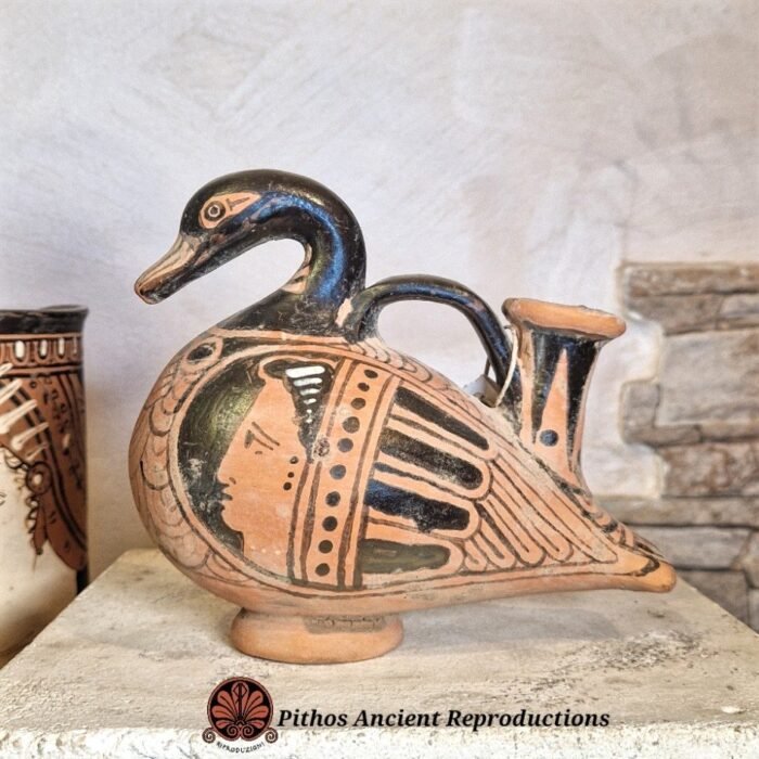 Askos a forma di papera figure rosse