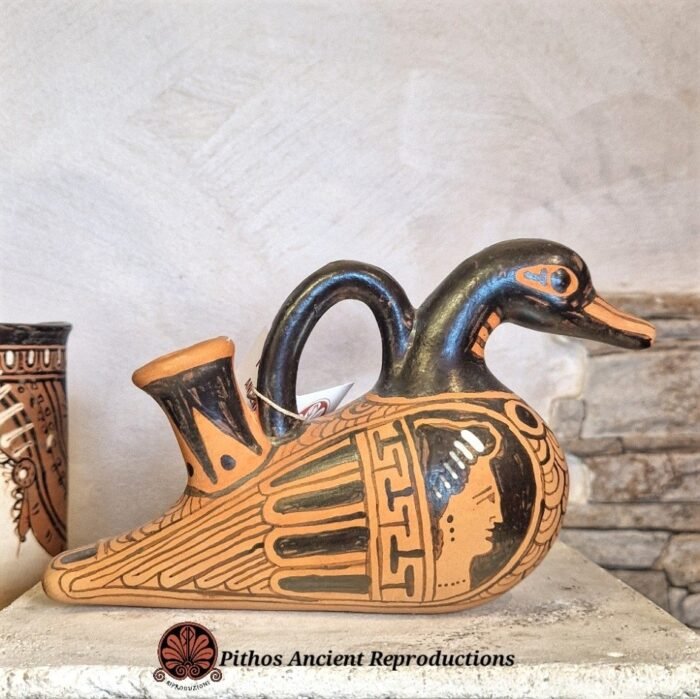 Askos a forma di papera figure rosse