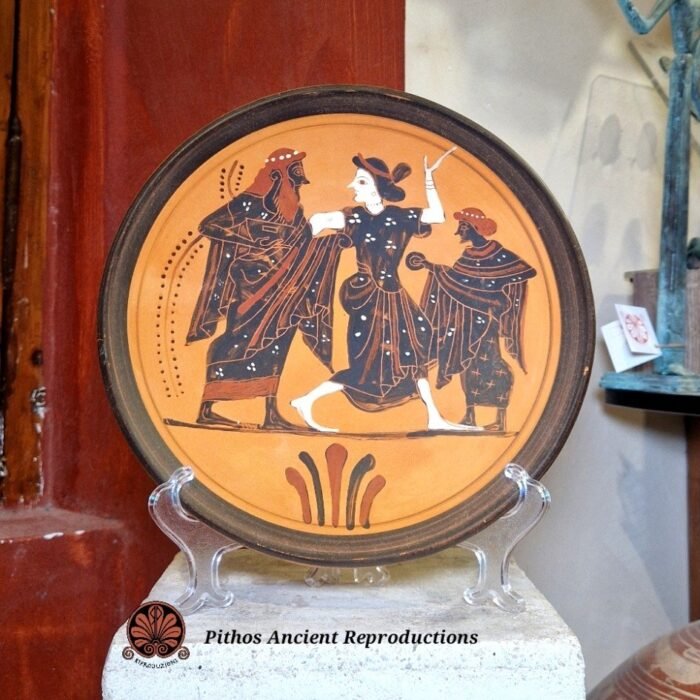 Piatto Dioniso/Menade figure nere