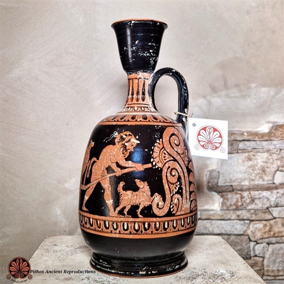 Lekythos globulare palmette figure rosse