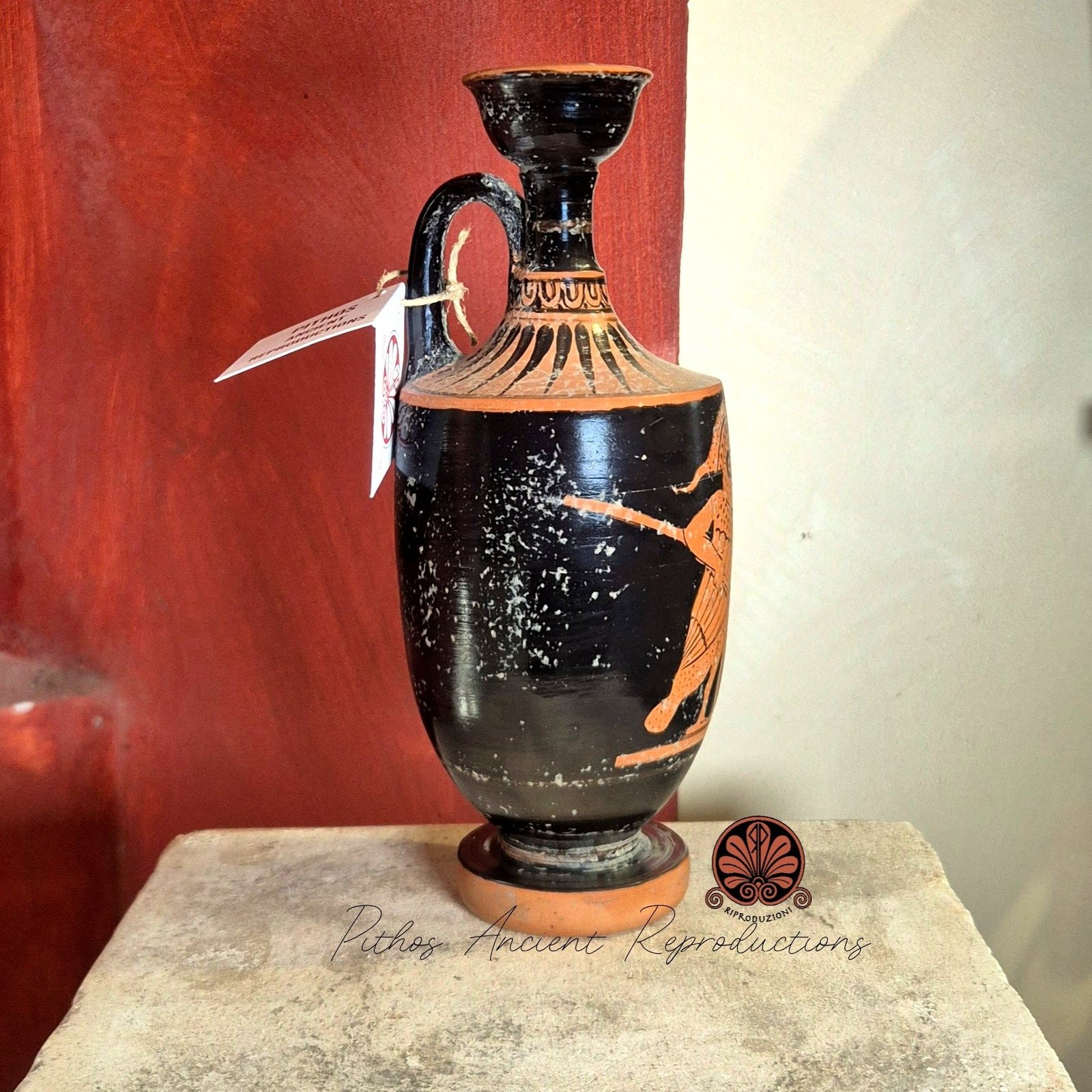 Lekythos globulare palmette figure rosse - Image 3