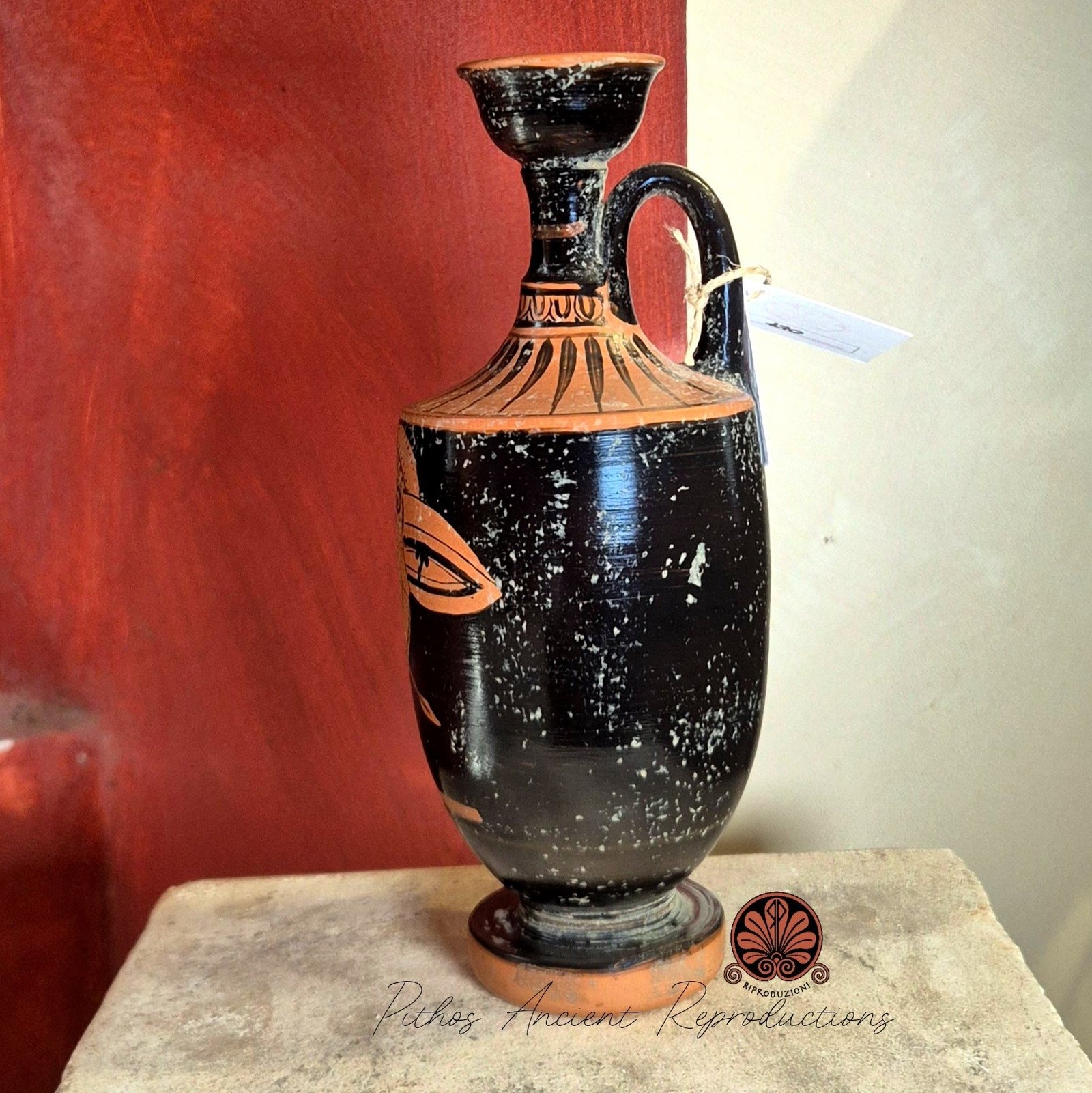 Lekythos globulare palmette figure rosse - Image 2