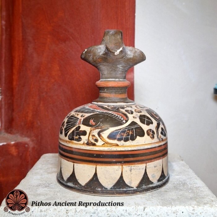 Oinochoe trilobata etrusco corinzia figure nere animali