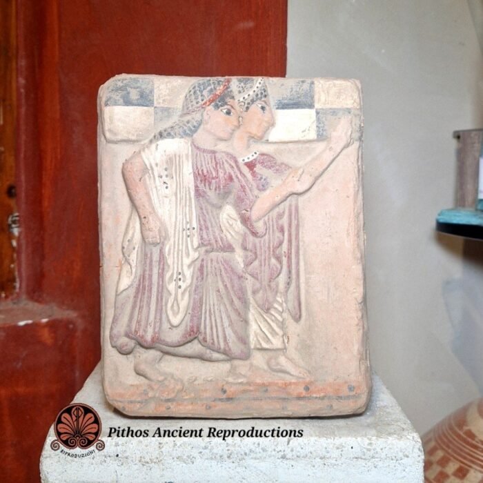 Lastra etrusca donne di terracotta