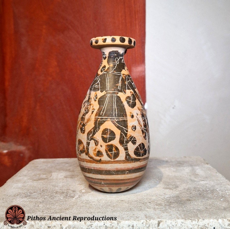 Vaso Albastron etrusco corinzio a figure nere 6