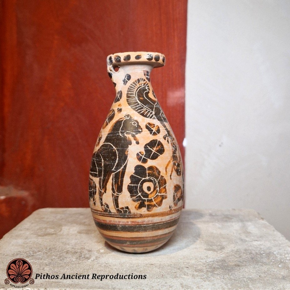 Vaso Albastron etrusco corinzio a figure nere 6 - immagine 3