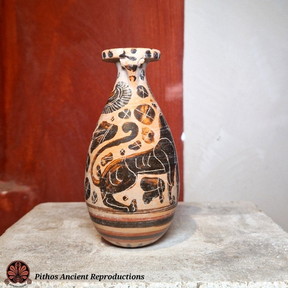 Vaso Albastron etrusco corinzio a figure nere 6 - immagine 4