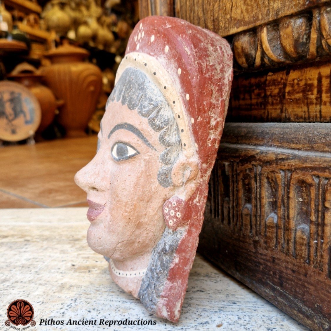 Antefissa volto donna etrusca terracotta - Image 3