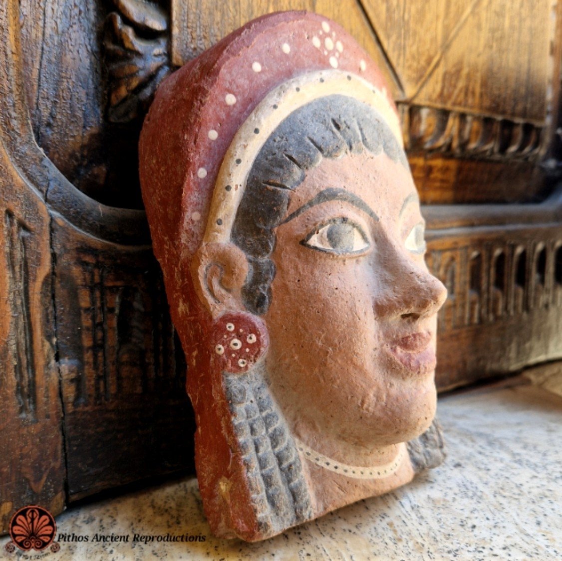 Antefissa volto donna etrusca terracotta - Image 2