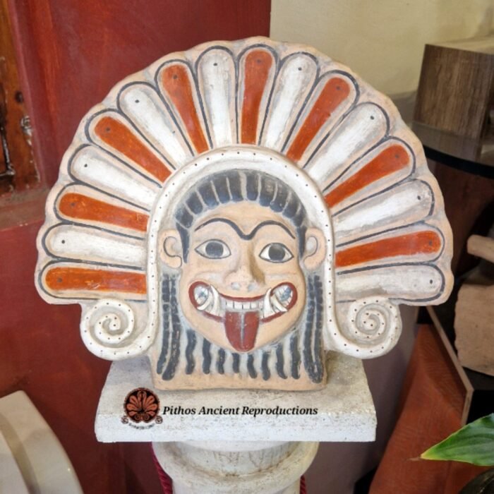 Antefissa etrusca policroma gorgone in terracotta