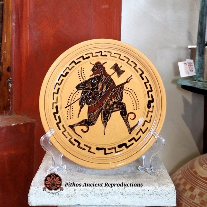 Piatto dessert ceramica smaltata con decorazioni antiche