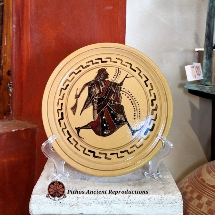 Piatto dessert ceramica smaltata con decorazioni antiche