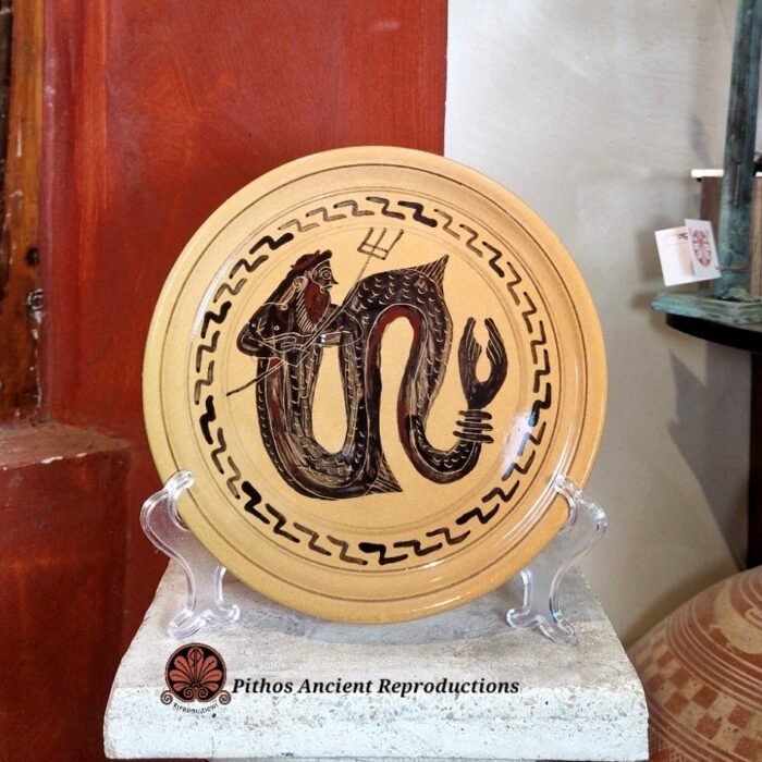 Piatto dessert ceramica smaltata con decorazioni antiche